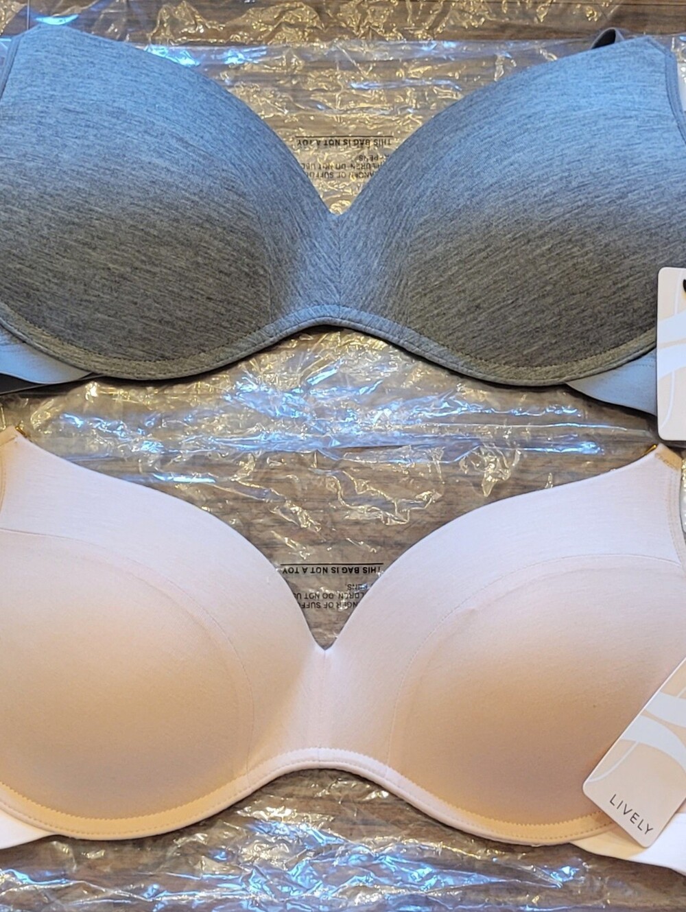 Lively Brand Everyday Smooth T-Shirt Bra - Gray & Nude